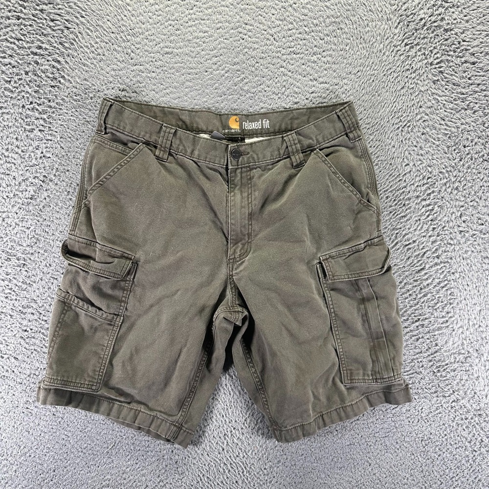 Carhartt Shorts Mens 35 Green Cargo Relaxed Fit Utility Travel Workwear Stretch
